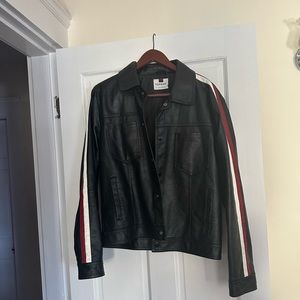 Leather Topman Racer Stripe Jacket